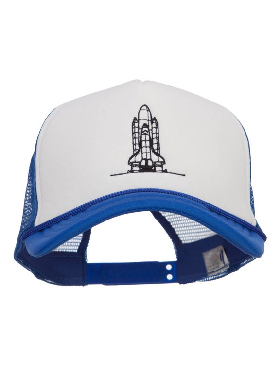 Space Shuttle Embroidered Foam Mesh Cap - Royal White OSFM