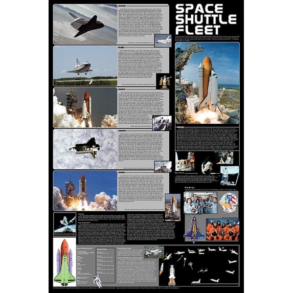 Space Shuttle Fleet Educational Poster 24.5x36.5 - Laminated