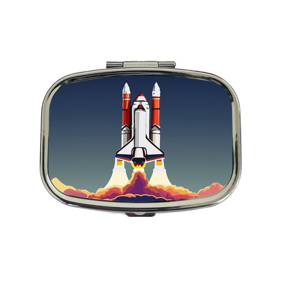 Space Shuttle Launch Blasting Off Small Travel Handbag Pill Box Case