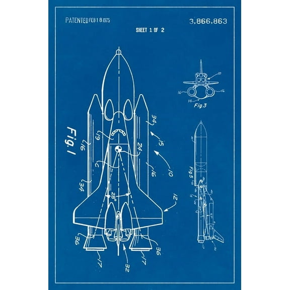 Space Shuttle (NASA) Patent Art Poster Print
