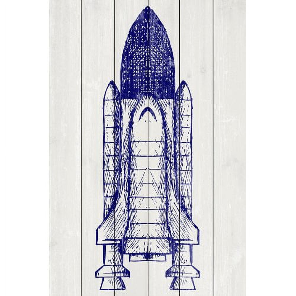 Space Shuttle Painting Print on White Wood
