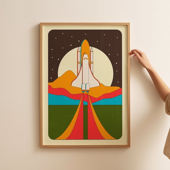 Space Shuttle Rocket Launch Mystical Celestial Fantasy Theme Wall Art Decor Unframed Paper Print