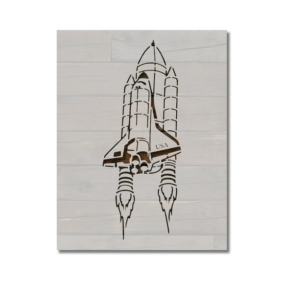 Space Shuttle Rocket Stencil Template Reusable 8.5 x 11 for Painting on Walls, Wood, Etc. By Stencilville