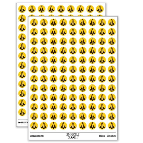 Space Shuttle Ship Rocket Science 200+ Round Stickers - Matte Finish - 0.50" Size - Yellow