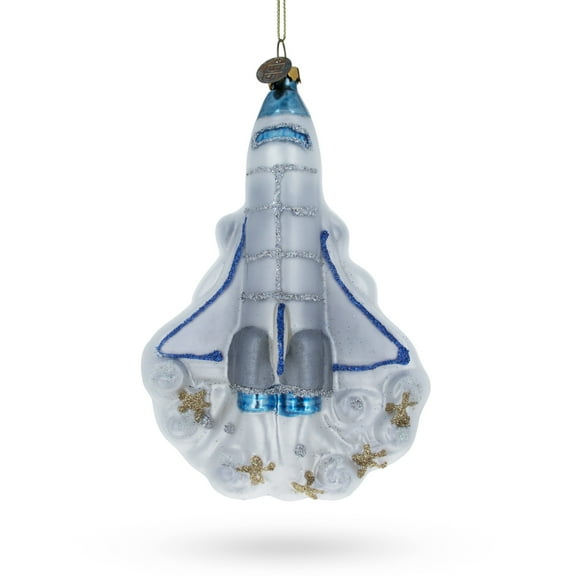 Space Shuttle Take-off Glass Christmas Ornament
