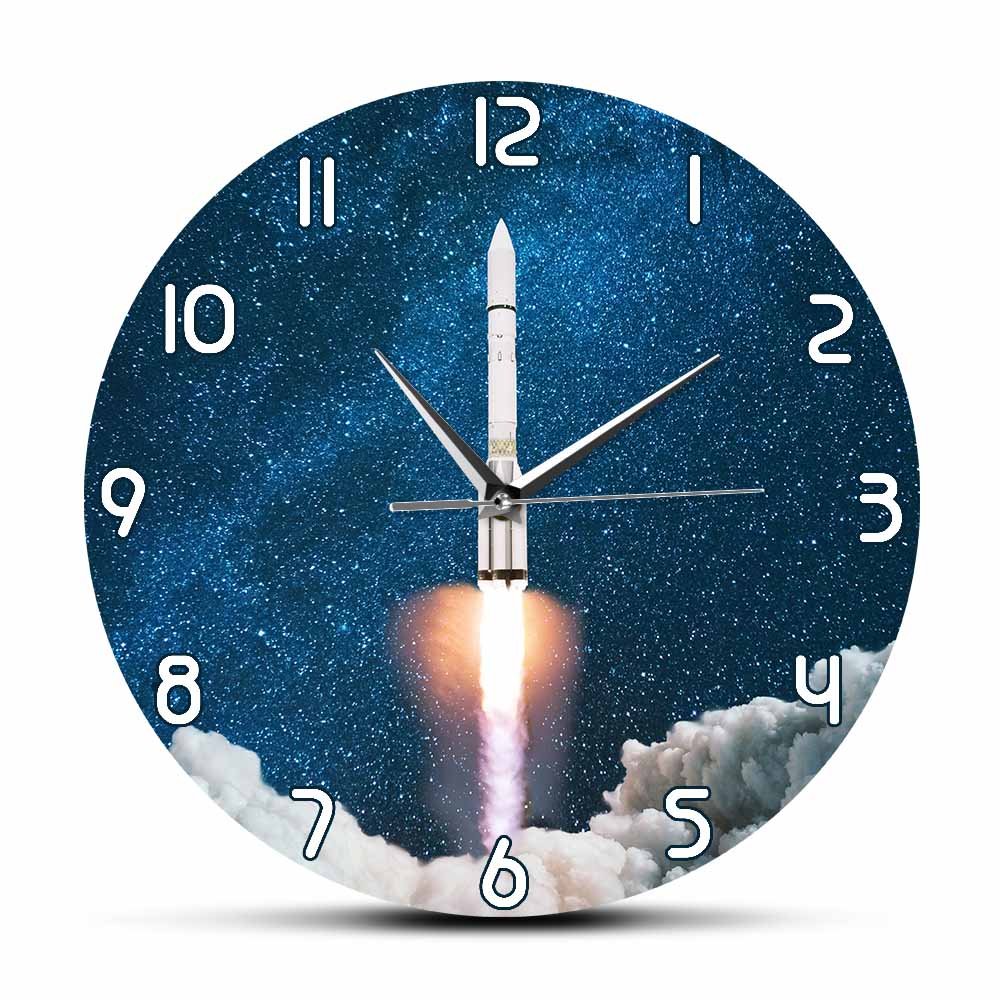 Space Shuttle Taking Off Modern Design Silent Movement Wall Clock