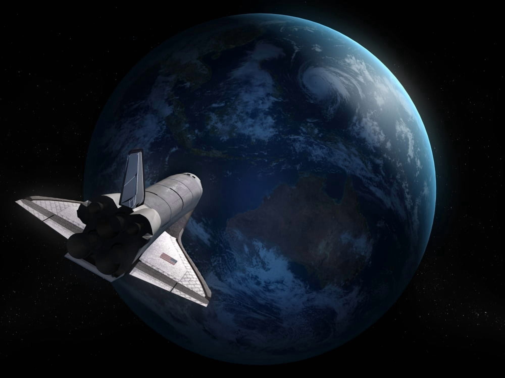 Space Shuttle backdropped against Earth Canvas Art - Carbon LotusStocktrek Images (16 x 12)