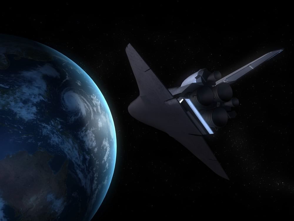 Space Shuttle backdropped against Earth Canvas Art - Carbon LotusStocktrek Images (32 x 24)