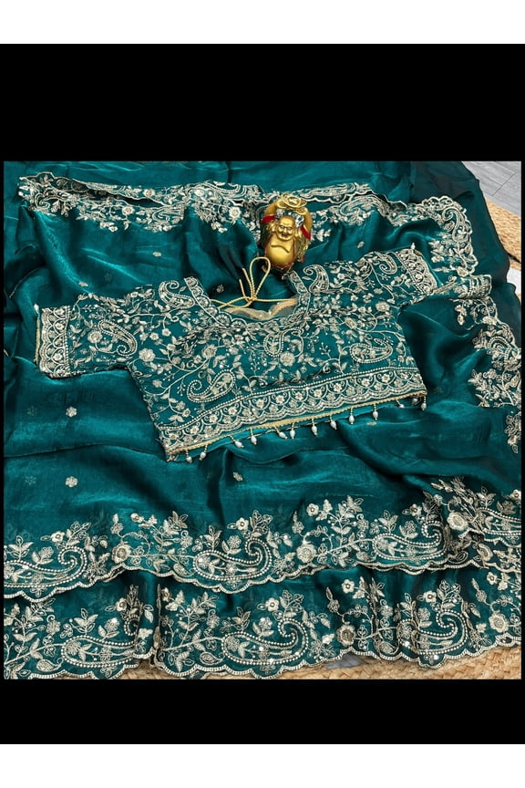 Space Silk Traditional Saree with Ready Blouse, Cultural Wear for Women