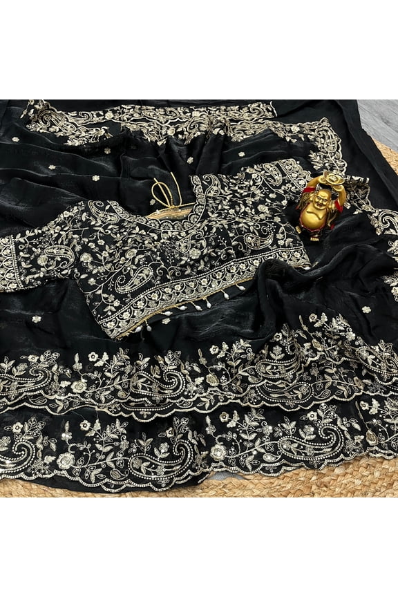 Space Silk Traditional Saree with Ready Blouse, Cultural Wear for Women