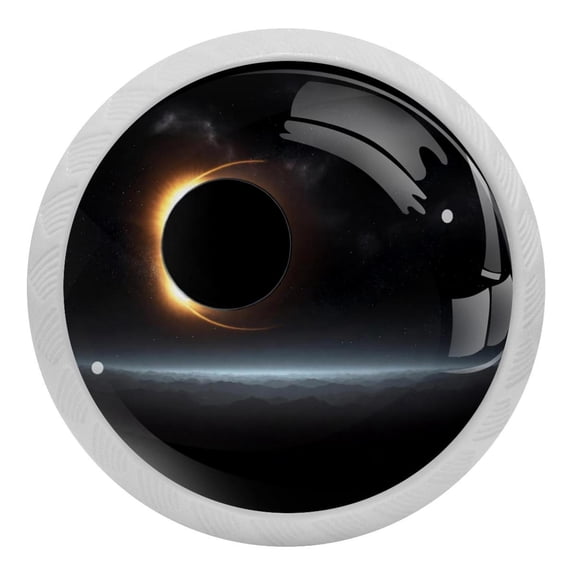 Space Sky Background with Solar Eclipse Glow in The Dark Crystal Glass Cabinet Knobs 4 Pcs Drawer Handles for Kitchen Cabinets Dresser Cupboard Wardrobe