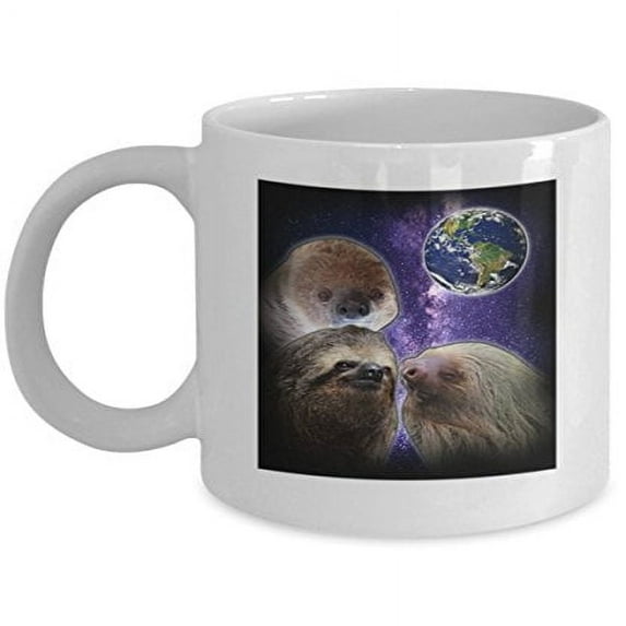 Space Sloth 11 oz Coffee Mug - Galaxy Space Gifts White Ceramic