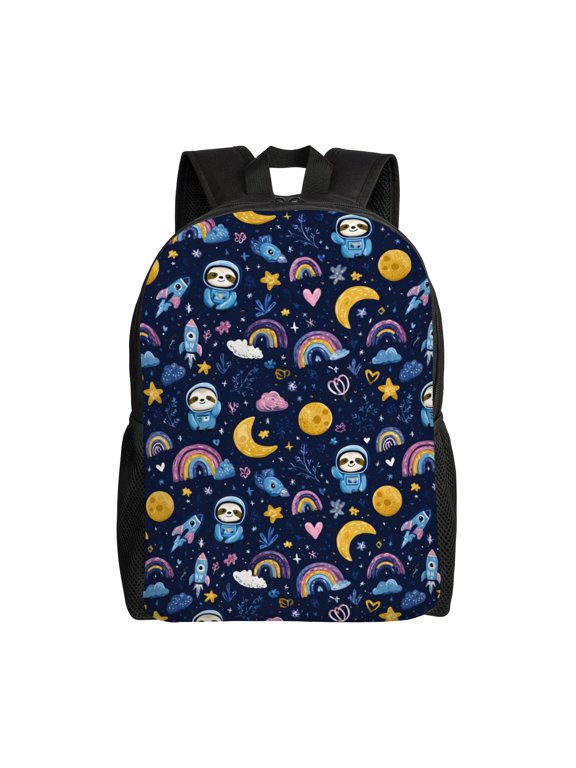 Space Sloth Pattern Backpack with 15 Inch Laptop Compartment,Water-Resistant Daypack, Large Capacity Backpack with Adjustable Breathable Shoulder Straps for Daily Use Travel Gym