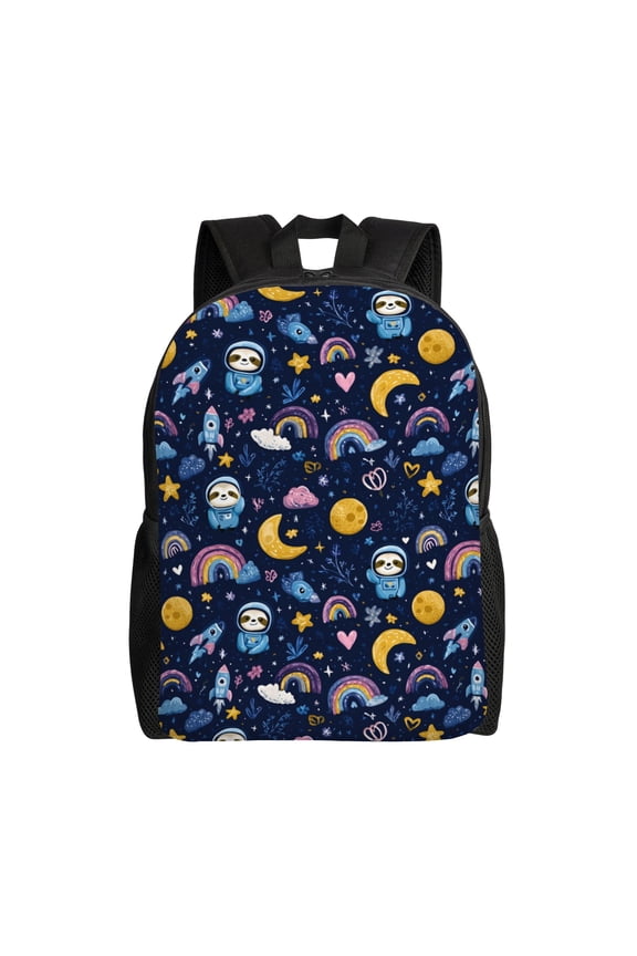 Space Sloth Pattern Backpack with 15 Inch Laptop Compartment,Water-Resistant Daypack, Large Capacity Backpack with Adjustable Breathable Shoulder Straps for Daily Use Travel Gym