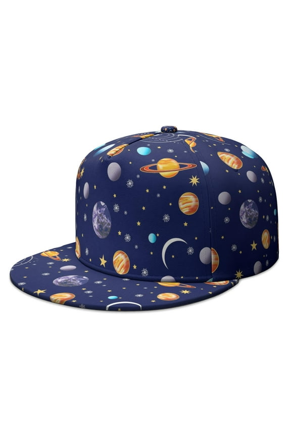 Space Snapback Hat – Galaxy Astronaut Print Adjustable Baseball Cap, Flat Brim Hip Hop Cap for Men Women, Sci-Fi Lovers