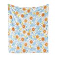 thumbnail image 1 of Space Soft Flannel Fleece Blanket, Graphic Tile with Clouds Suns Stars and Moons Swirled Celestial Sky Elements Artwork, Cozy Plush for Indoor and Outdoor Use, 70" x 90", Multicolor, by Ambesonne, 1 of 5