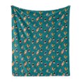 thumbnail image 1 of Space Soft Flannel Fleece Blanket, Surreal Universe with Foxes Cats Astronauts Rockets Floating Milky Way, Cozy Plush for Indoor and Outdoor Use, 60" x 80", Turquoise Beige Marigold, by Ambesonne, 1 of 6