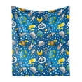 thumbnail image 1 of Space Soft Flannel Fleece Throw Blanket, Alien and Human Astronaut Space with Shooting Stars Moon and Earth Image, Cozy Plush for Indoor and Outdoor Use, 60" x 80", Blue Grey Yellow, by Ambesonne, 1 of 5
