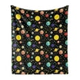 thumbnail image 1 of Space Soft Flannel Fleece Throw Blanket, Comets and Constellations Stars with Polka Dots Earth Sun Saturn Mars Solar System, Cozy Plush for Indoor and Outdoor Use, 50" x 60", Multicolor, by Ambesonne, 1 of 6