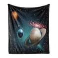 thumbnail image 1 of Space Soft Flannel Fleece Throw Blanket, Digitally Generated Planets Silhouettes Realistic and Planetary Astronomy Spheres, Cozy Plush for Indoor and Outdoor Use, 60" x 80", Multicolor, by Ambesonne, 1 of 6