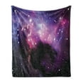 thumbnail image 1 of Space Soft Flannel Fleece Throw Blanket, Futuristic Nebula Dust Cloud on Milky Way Cosmos Dark Matter Energy Interstellar, Cozy Plush for Indoor and Outdoor Use, 70" x 90", Purple Blue, by Ambesonne, 1 of 5