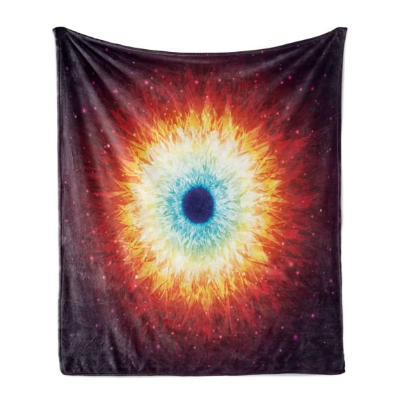 Space Soft Flannel Fleece Throw Blanket, Galaxy with Stars and Black Hole Mysterious Celestial Magic Astral Universe View, Cozy Plush for Indoor and Outdoor Use, 50" x 60", Orange Blue, by Ambesonne