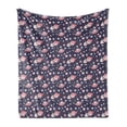 thumbnail image 1 of Space Soft Flannel Fleece Throw Blanket, Japanese Kawaii Cat Traveling in a Rocket Stars and Funny Elements, Cozy Plush for Indoor and Outdoor Use, 50" x 60", Multicolor, by Ambesonne, 1 of 5