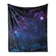 thumbnail image 1 of Space Soft Flannel Fleece Throw Blanket, Milky Way Themed Dark Matter with Star Field Sci Fi Travel Display Artwork Print, Cozy Plush for Indoor and Outdoor Use, 70" x 90", Magenta Blue, by Ambesonne, 1 of 5