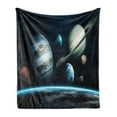 thumbnail image 1 of Space Soft Flannel Fleece Throw Blanket, Planets of the Solar System Space Theme Galaxy Cosmic Theme Scientific Exploration, Cozy Plush for Indoor and Outdoor Use, 60" x 80", Multicolor, by Ambesonne, 1 of 6