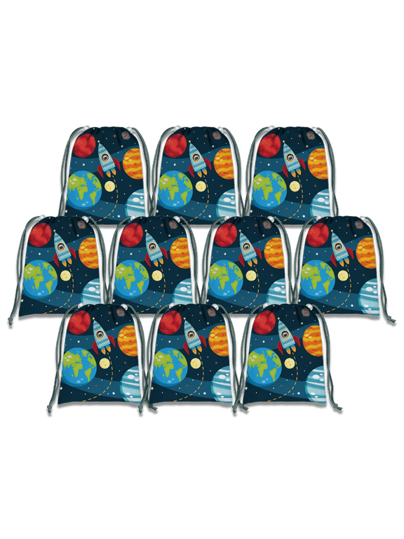 Space Solar System Drawstring Tote Bag (10 Pack)