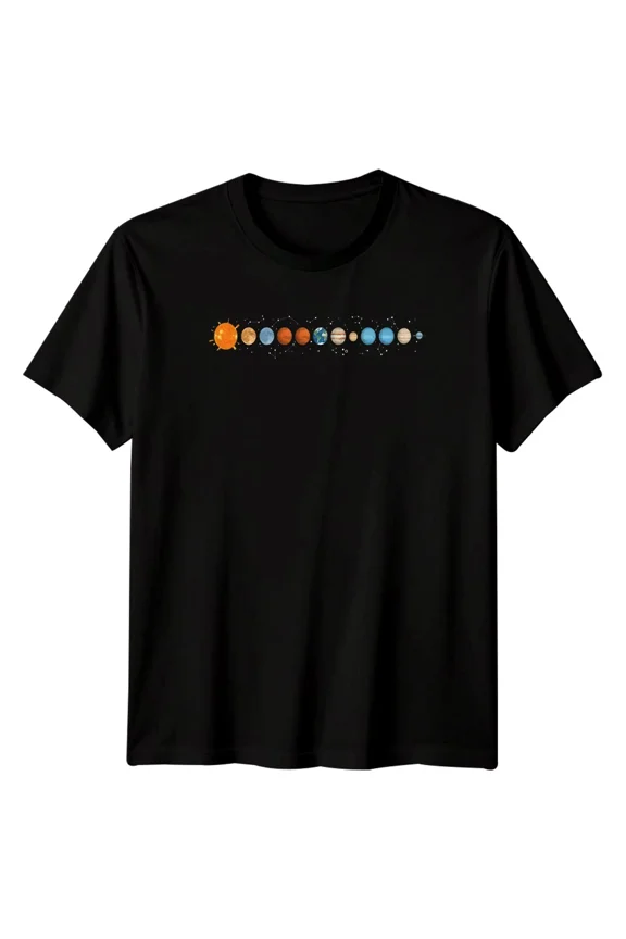 Space Solar System Planets Mens T-Shirt Celestial Graphic Tee
