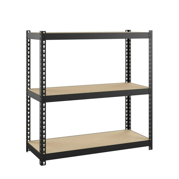 Space Solutions 1000 Riveted Metal Shelving 3-Shelf Unit 12D x 30W x 30H Black