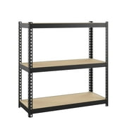 Space Solutions 1000 Riveted Metal Shelving 3-Shelf Unit 12D x 30W x 30H Black