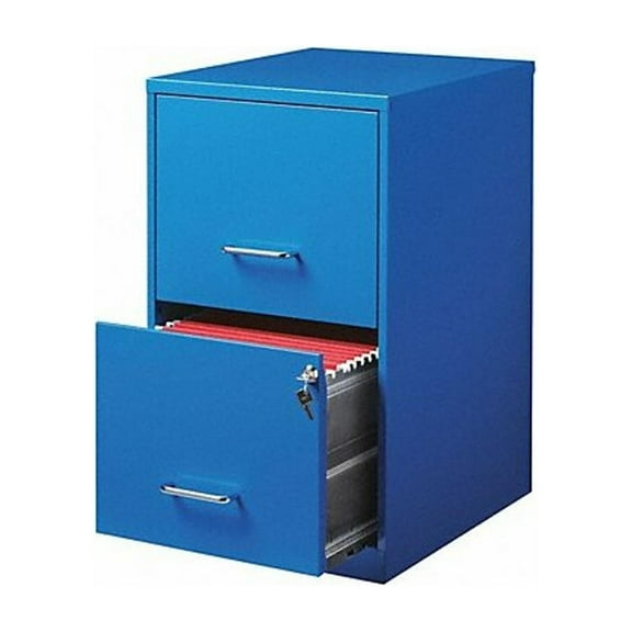 Space Solutions 18" 2 Drawer Metal File Cabinet Classic Blue