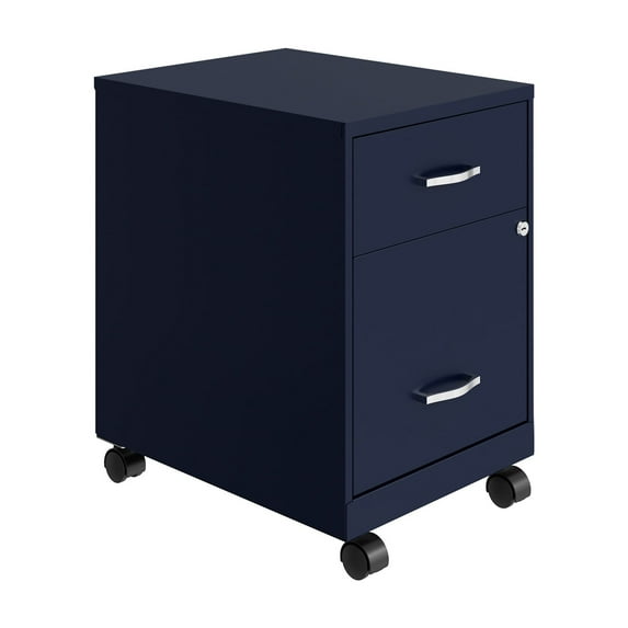 Space Solutions 18" Deep 2 Drawer Letter Width Mobile Vertical File Cabinet with Accessory Drawer, Navy