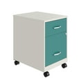 thumbnail image 1 of Space Solutions 18" Deep 2 Drawer Letter Width Mobile Vertical File Cabinet with Accessory Drawer, White/Teal, 1 of 16