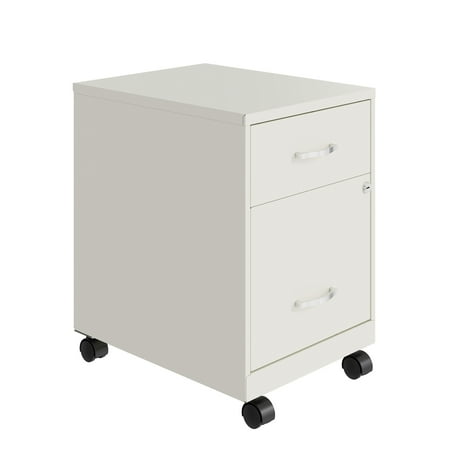 Space Solutions 18" Deep 2 Drawer Letter Width Mobile Vertical File Cabinet with Accessory Drawer, White
