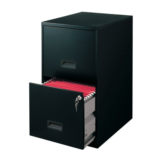 Space Solutions 18" Deep 2 Drawer Letter Width Vertical File Cabinet, Black