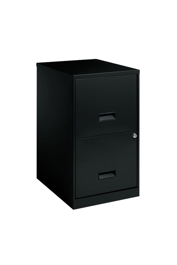 18" Deep 2 Drawer Letter Width Vertical File Cabinet, Black