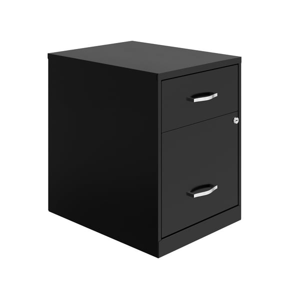 Space Solutions 18" Deep 2 Drawer Letter Width Vertical File Cabinet with Accessory Drawer, Black