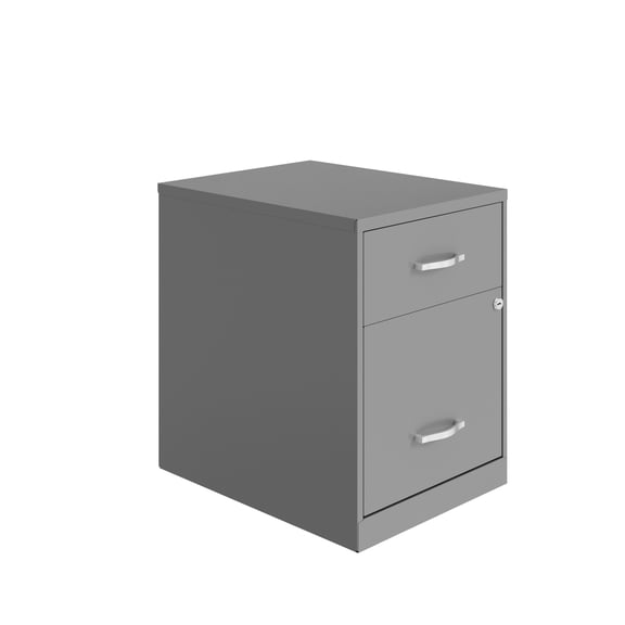 Space Solutions 18" Deep 2 Drawer Letter Width Vertical File Cabinet with Accessory Drawer, Silver