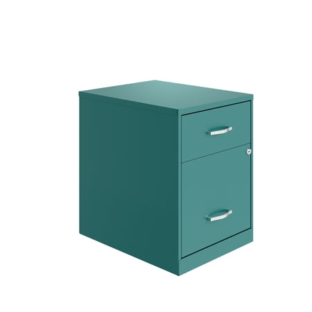Space Solutions 18" Deep 2 Drawer Letter Width Vertical File Cabinet with Accessory Drawer, Teal