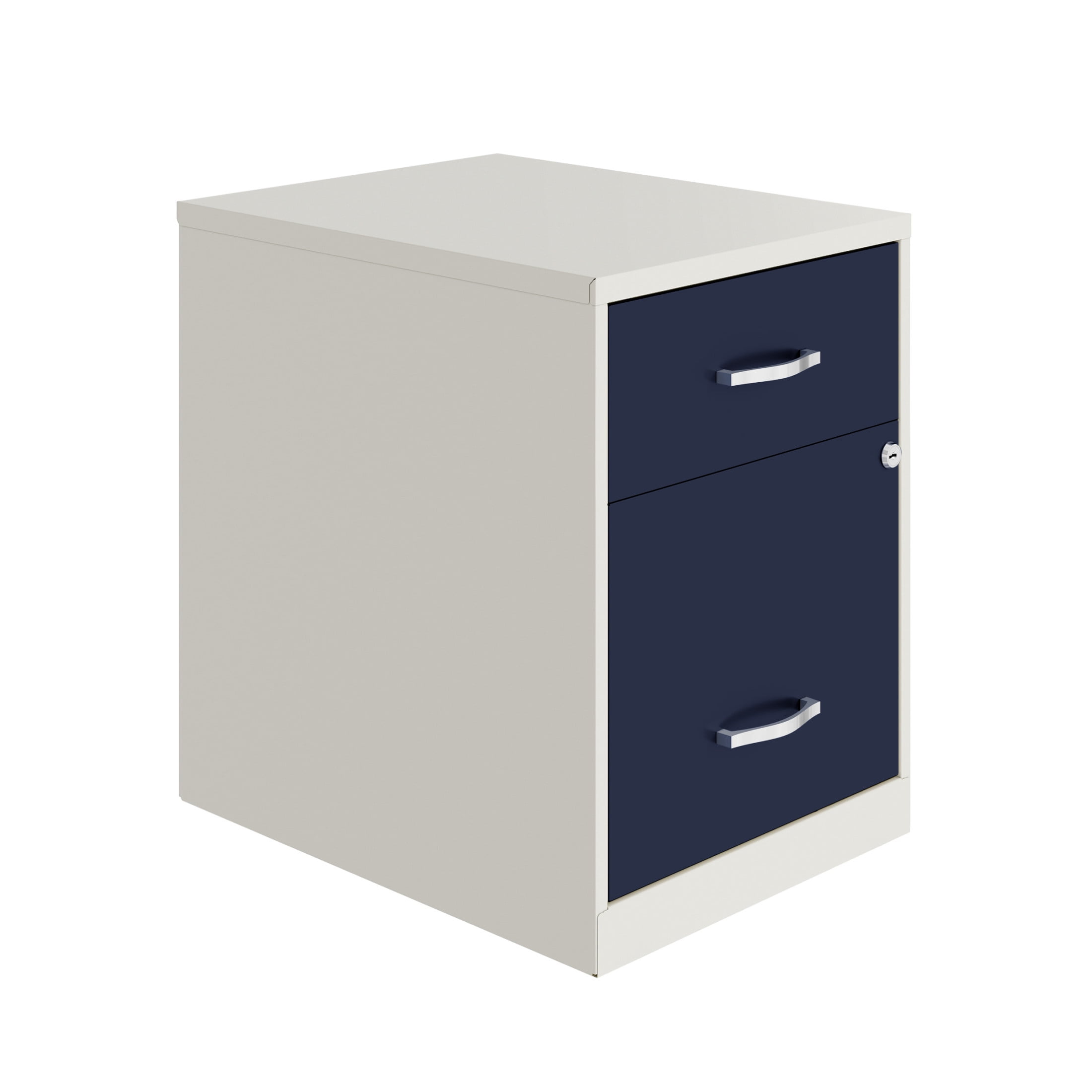 Space Solutions 18" Deep 2 Drawer Letter Width Vertical File Cabinet with Accessory Drawer, White/Navy