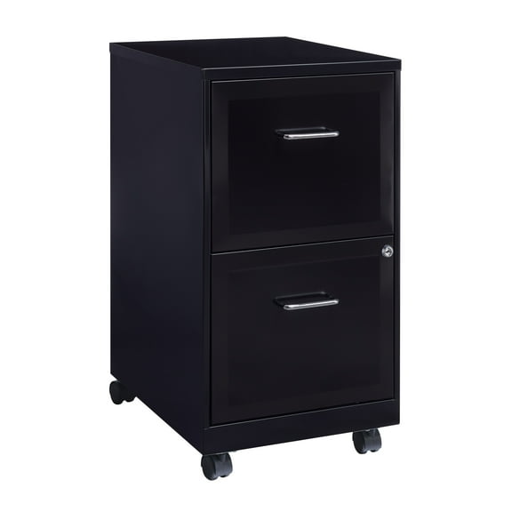 Space Solutions 18" Deep 2 Drawer Mobile Letter Width Vertical File Cabinet, Black