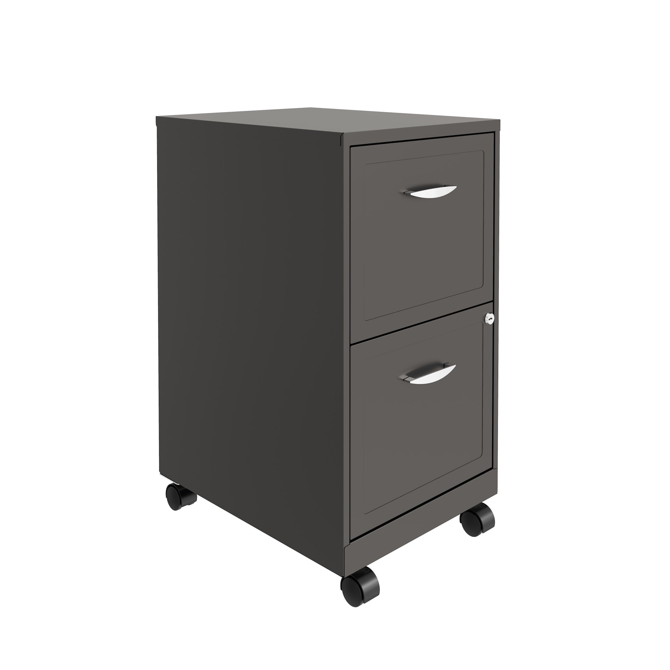 Black 2-Drawer Mobile Metal File Cabinet with Lock