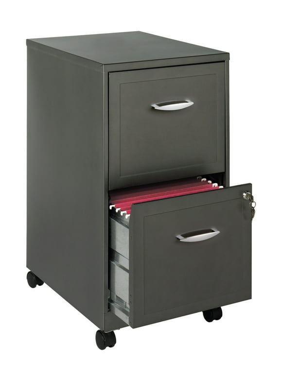 Space Solutions 18" Deep 2 Drawer Mobile Letter Width Vertical File Cabinet, Charcoal