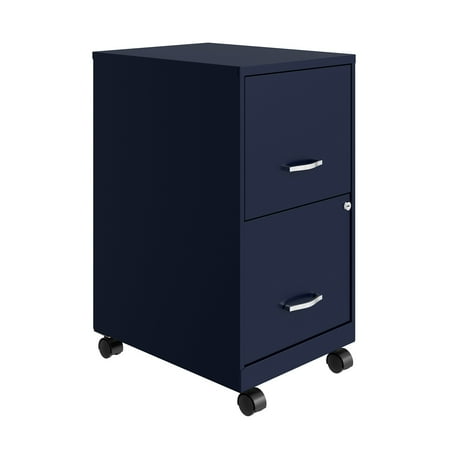 Space Solutions - 18" 2 Drawer Mobile Smart Vertical File Cabinet - Navy