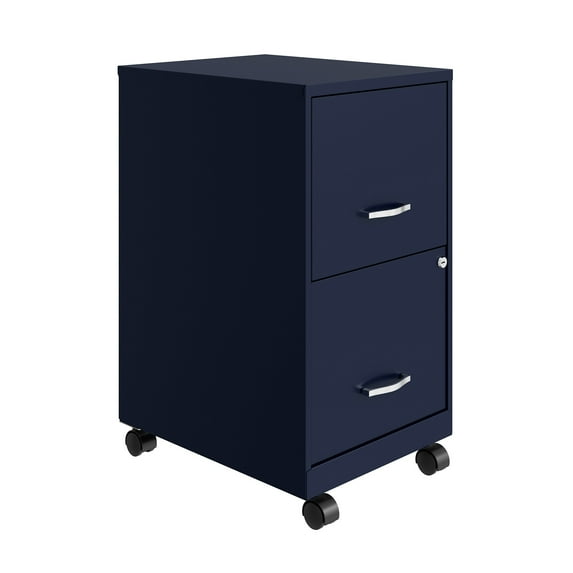 Space Solutions 18" Deep 2 Drawer Mobile Letter Width Vertical File Cabinet, Navy