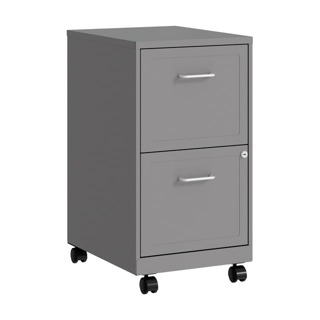 Space Solutions 18" Deep 2 Drawer Mobile Letter Width Vertical File Cabinet, Silver