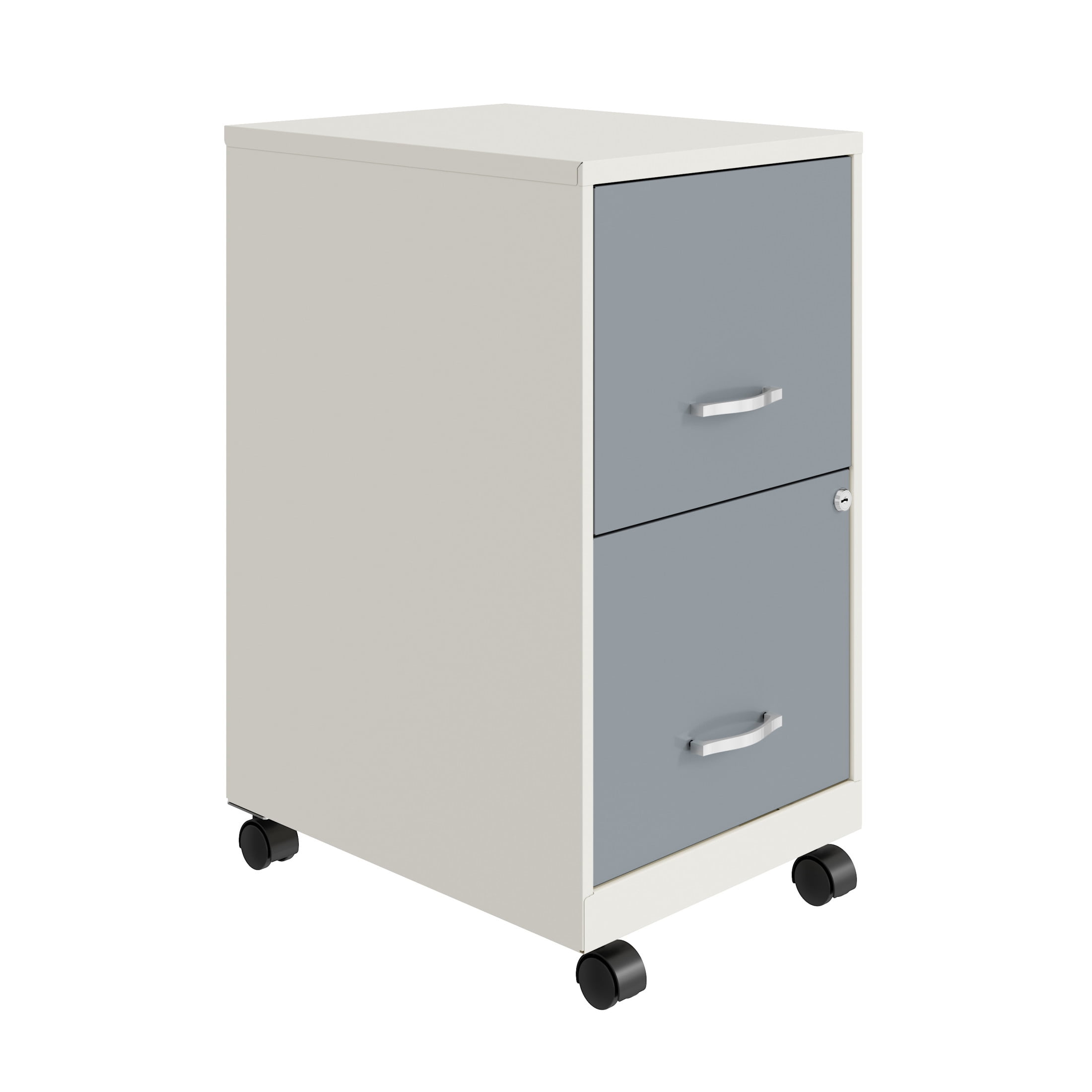 Pearl White and Platinum 18" Steel Mobile Filing Cabinet